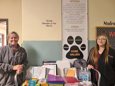 School Supplies Displayed on Cart